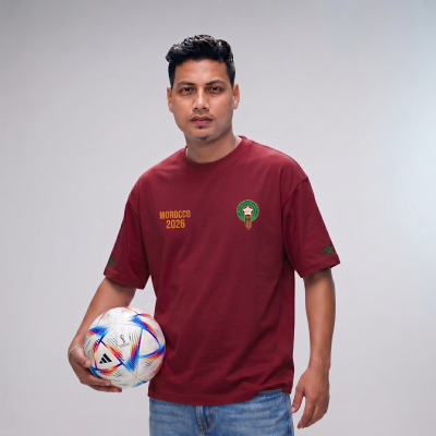 Premium Morocco Fan Edition Drop Shoulder Maroon Color